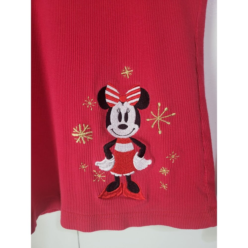 VTG Minnie Mouse Disney Long Sleeved V Neck Ribbed Thermal Embroidered y2k SZ SM - Picture 7 of 10